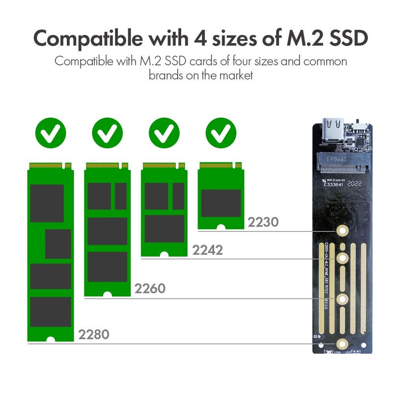 ineo M.2 NVMe (PCIe) SSD Enclosure Built-in Cooling Fan and Write Protection Switch [C2605-NVMe] - Image 5